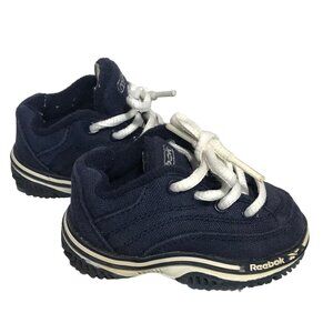 Reebok Toddler Shoes Navy Blue Size 2 With White Laces Comfortable & Durable
